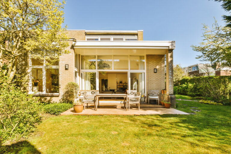 Neat patio with sitting area