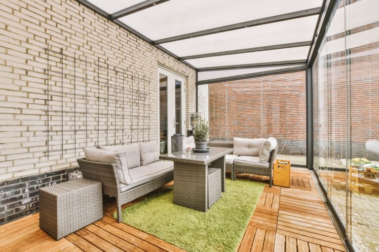 Neat patio with sitting area