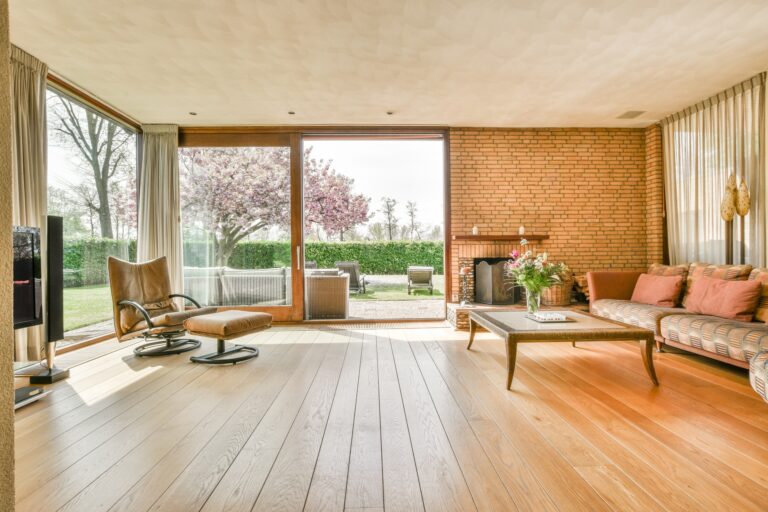 Sunlit room in contemporary house