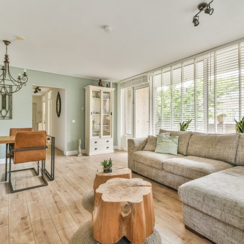 Sunlit room in contemporary house