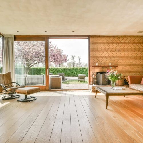 Sunlit room in contemporary house