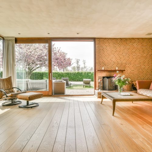Sunlit room in contemporary house