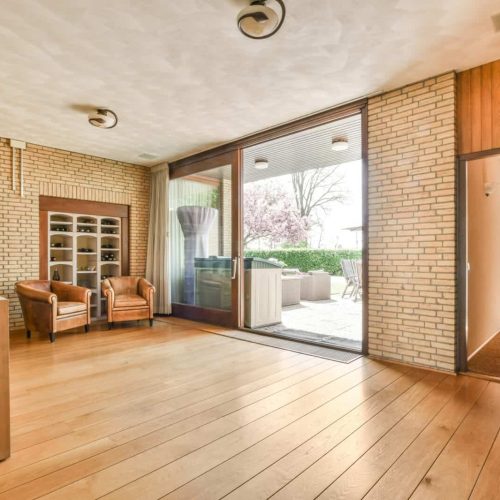 Sunlit room in contemporary house